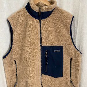 Men's Patagonia Retro-X Pile Vest - Beige/Navy